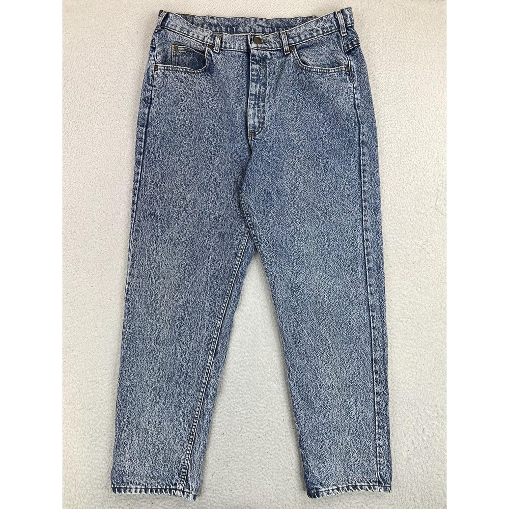 Vintage Lee Jeans Mens 38x32 Blue Relaxed Tapered Acid Wash Cotton Denim USA 90s